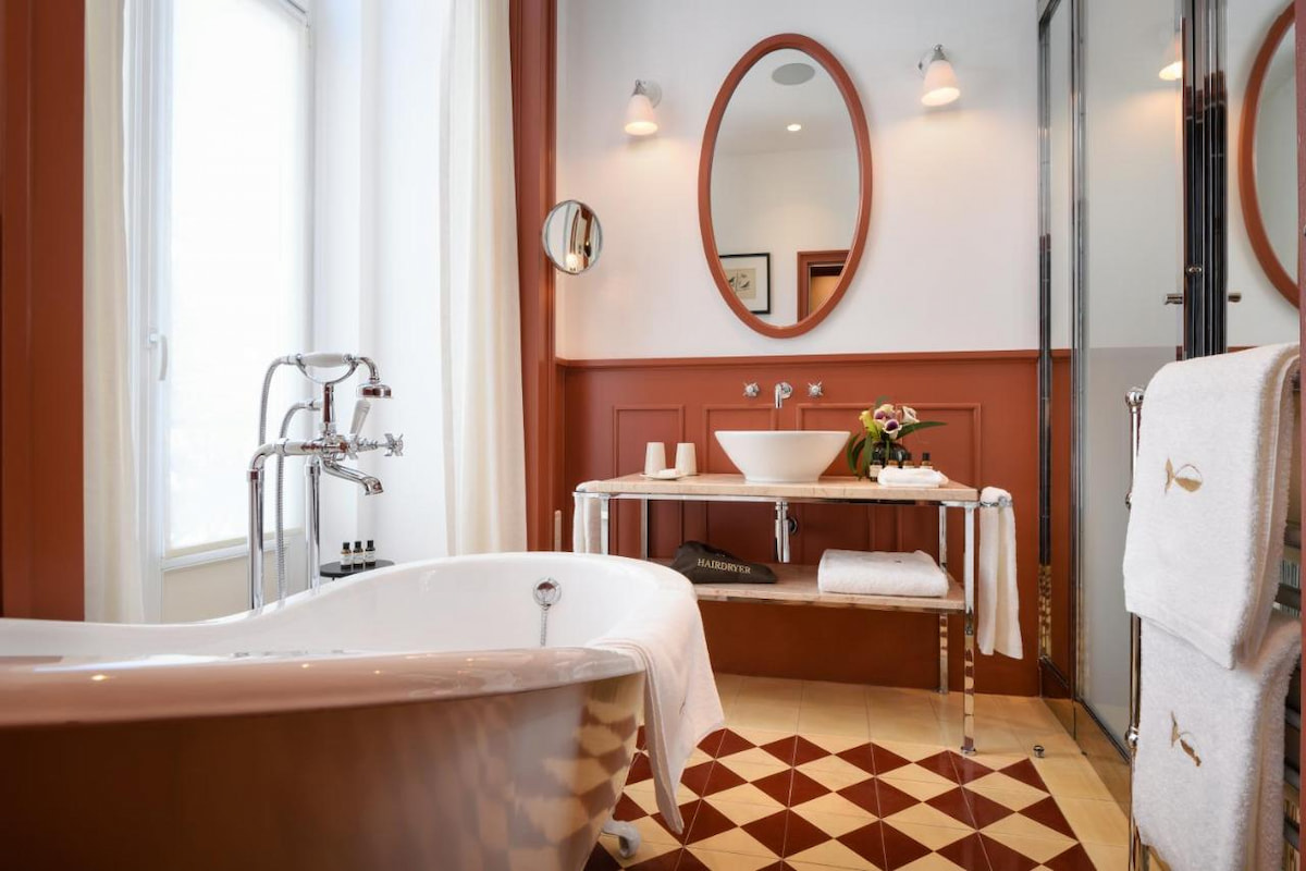boutique bathroom in Bairro Alto Hotel in one of the best areas to stay in Lisbon Portugal